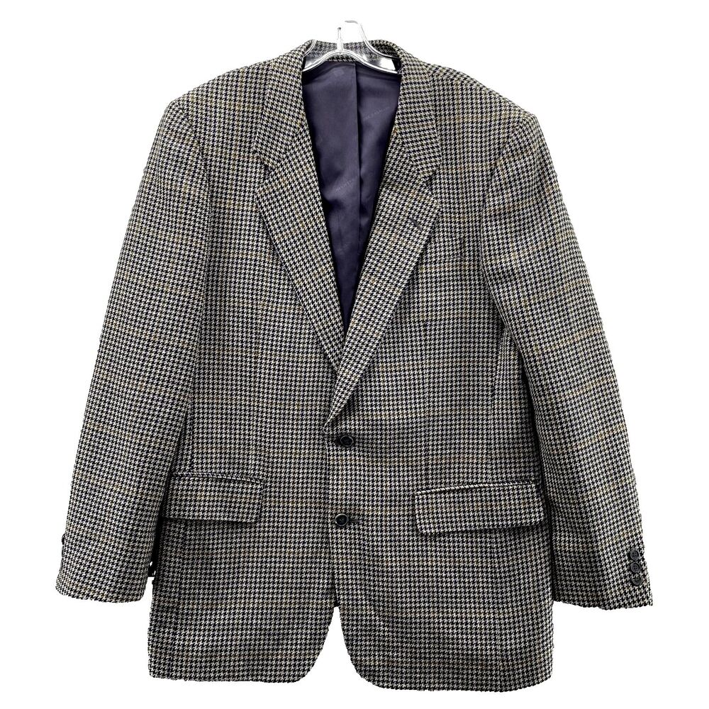 Pierre Balmain Blazer Men 40L Houndstooth Wool Sport Coat Corpcore Office Formal
